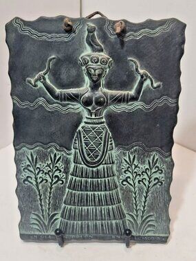 Vtg Ancient Roman Greek Artist Woman Slate Plaque Wall Hanging Greek Decor